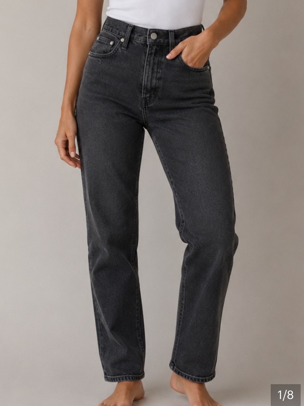 Madewell Straight Leg Jeans in Washed Black